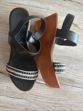 Black Beaded Slingback Sandals